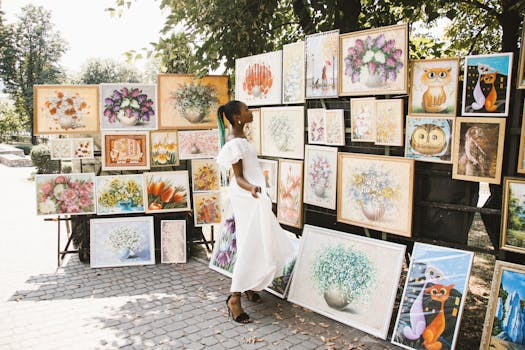 art gallery with paintings
